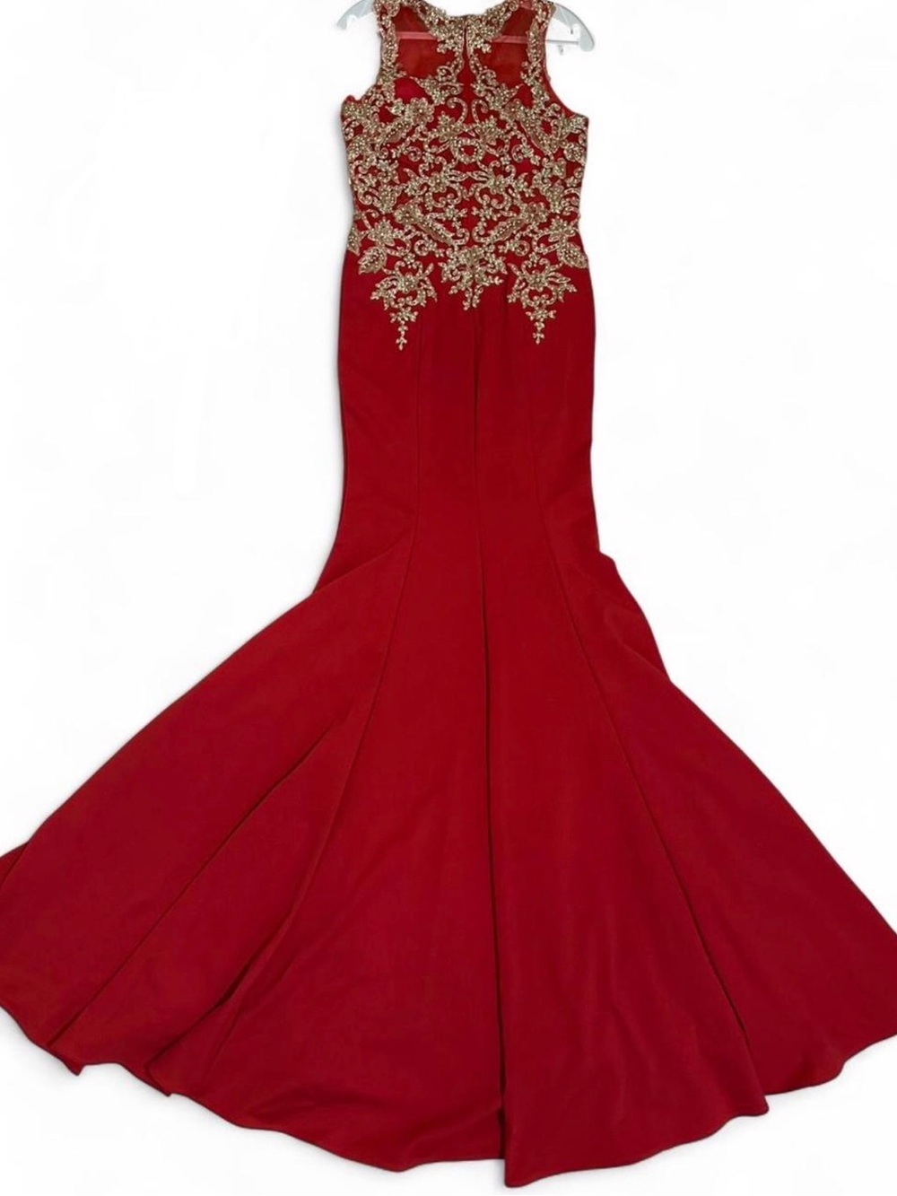 Red Embellished Mermaid Prom Dress